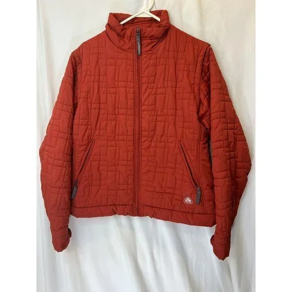 Nike ACG Women's Orange Quilt Jacket ZipOff Arms Full Zip Thermal Outer Layer XL - Picture 2 of 5